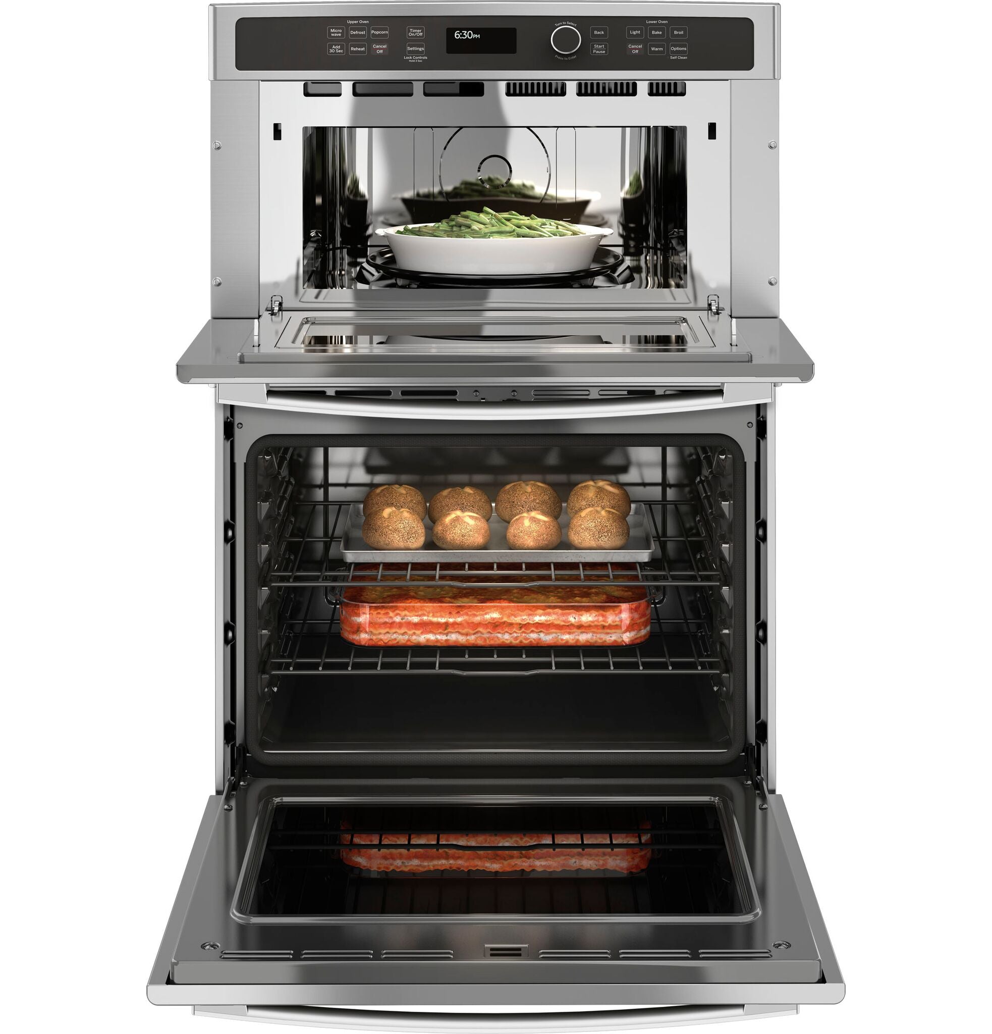 GE® Stainless Steel Combination Double Wall Oven (6.7 cu.ft.) - JT3800SHSS