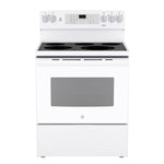 GE White Freestanding Electric Convection Range with No-Preheat Air Fry (5.0 Cu. Ft.) - JCB840DVWW