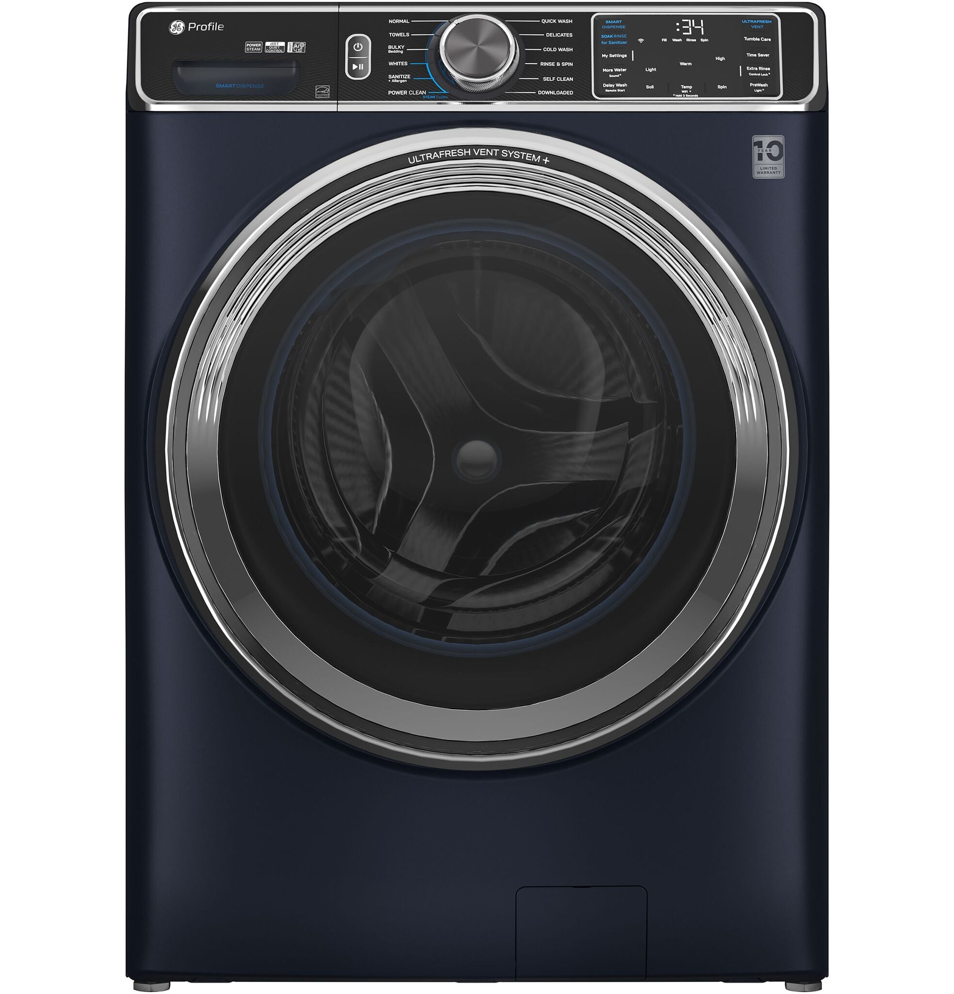 GE Profile Blue Sapphire Smart Steam Front Load Washer (6.1 Cu.Ft.) & Electric Dryer (7.8 Cu.Ft.) - PFW870SPVRS/PFD87ESPVRS