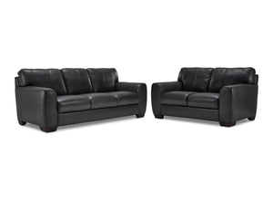 Halden Ens. Sofa et causeuse en cuir – gris carbone