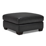 Halden Leather Ottoman - Carbon Grey