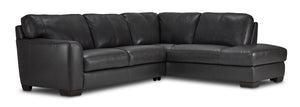 Halden Sectionnel en cuir 2 mcx avec fauteuil allongé à droite – gris carbone