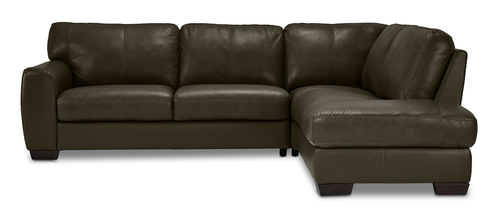 Halden Leather 2-Piece Sectional with Right Facing Chaise - Forest Green