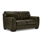 Halden Leather Loveseat - Forest Green