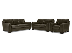 Halden Ens. Sofa, causeuse et fauteuil en cuir – vert foret