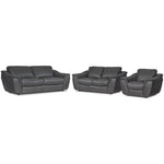 Harris Leather Sofa, Loveseat and Chair Set - Grey