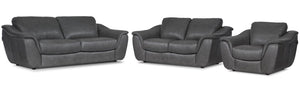 Harris Ens. Sofa, causeuse et fauteuil en cuir – gris