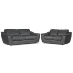 Harris Leather Sofa and Loveseat Set - Grey