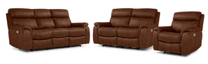 Haven Ens. Sofa, causeuse et fauteuil inclinables électriques – moka