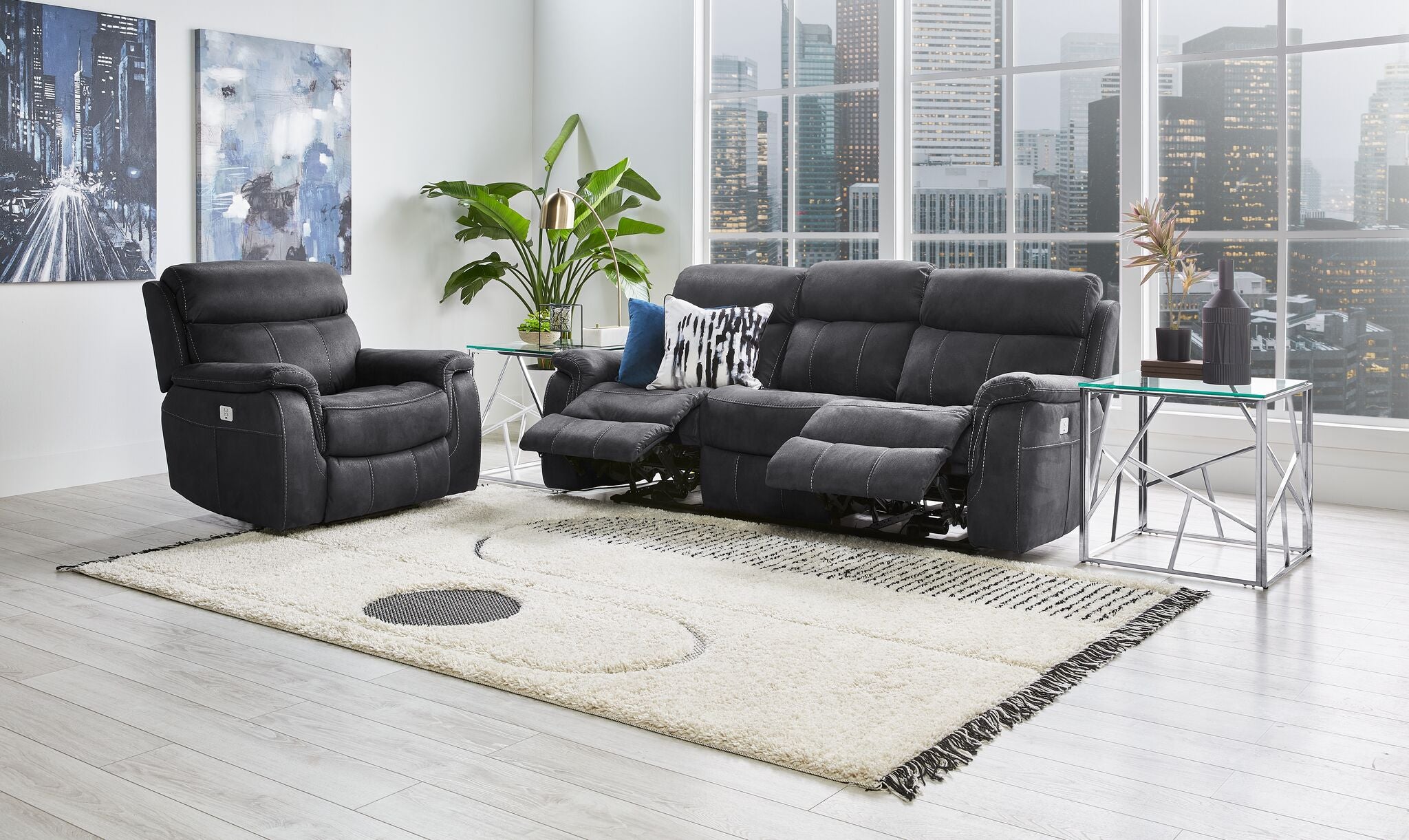 Haven Dual Power Reclining Sofa - Grey