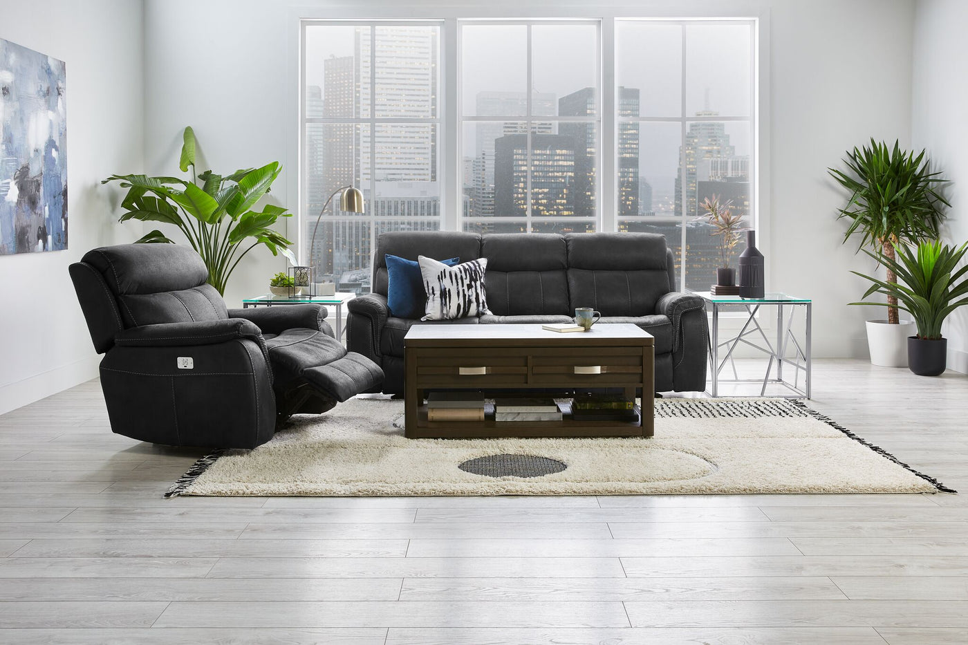 Haven Dual Power Reclining Sofa and Chair Set - Grey