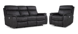 Haven Ens. Sofa et fauteuil inclinables électriques à double inclinaison - gris