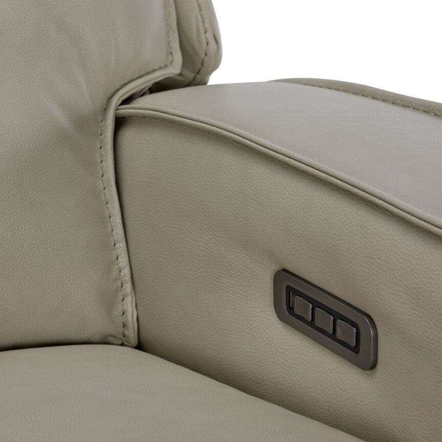 Henry Leather Triple Power Reclining Loveseat - Ivory
