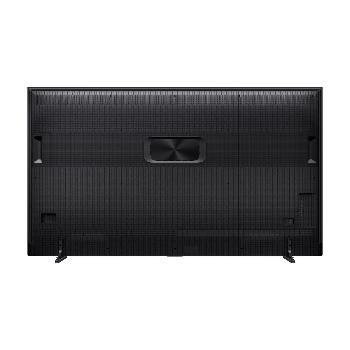 Rear view of the Hisense 100-inch QLED Mini-LED AI TV showing the black back panel and support feet
