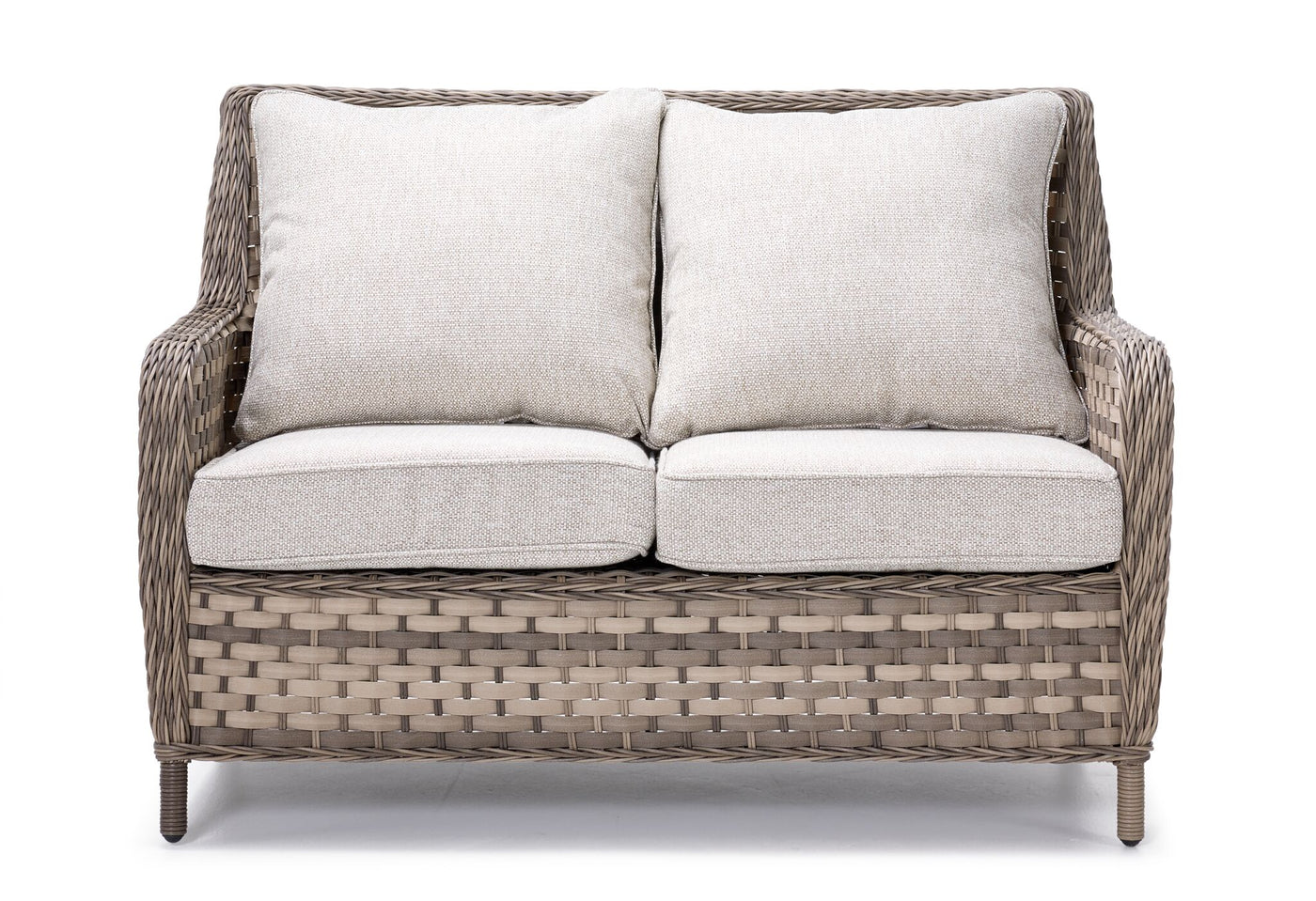 Isla Outdoor Loveseat with Cocktail Table - Grey, Beige