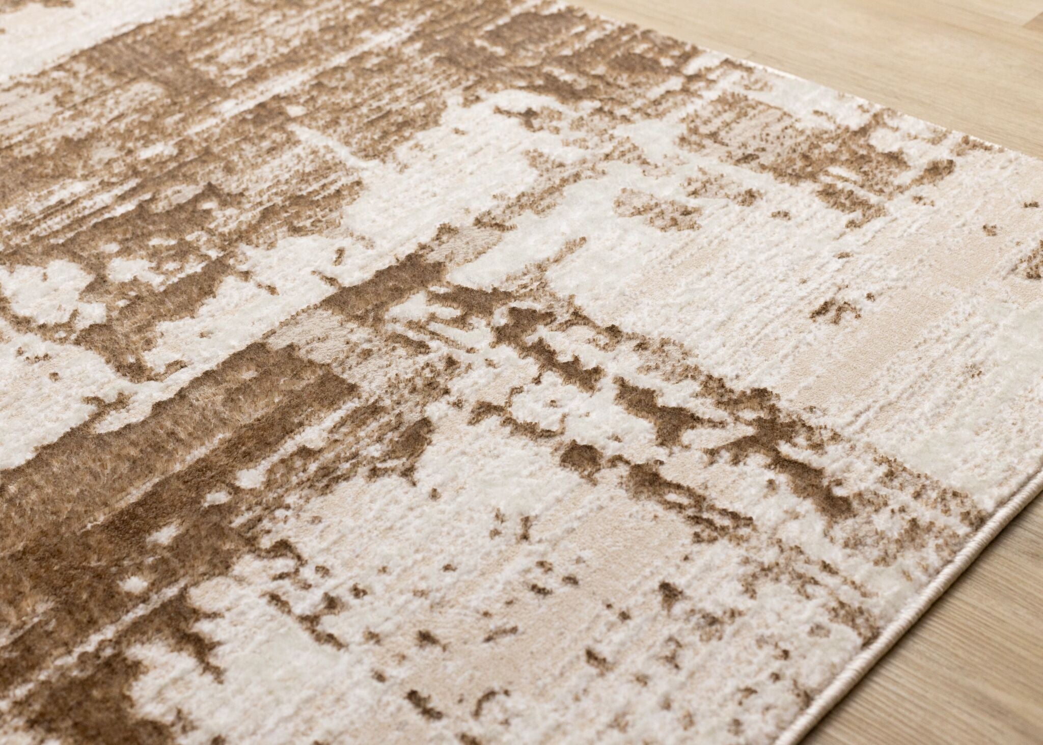 In Harmony 5'3" x 7'7" Organic Distressed Design Area Rug - Cream, Brown