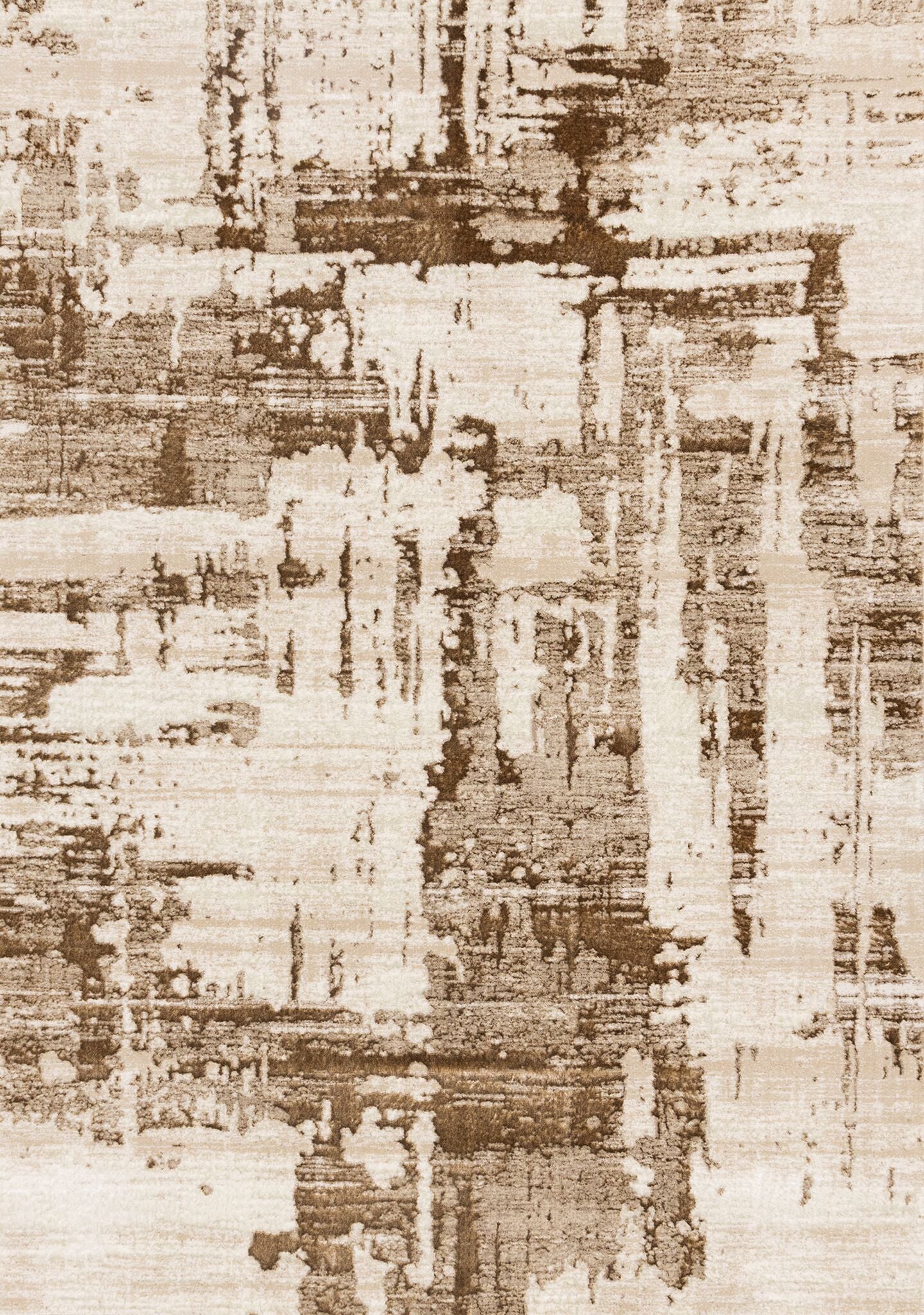 In Hamony 6'7" x 9'6" Organic Distressed Design Area Rug - Cream, Brown