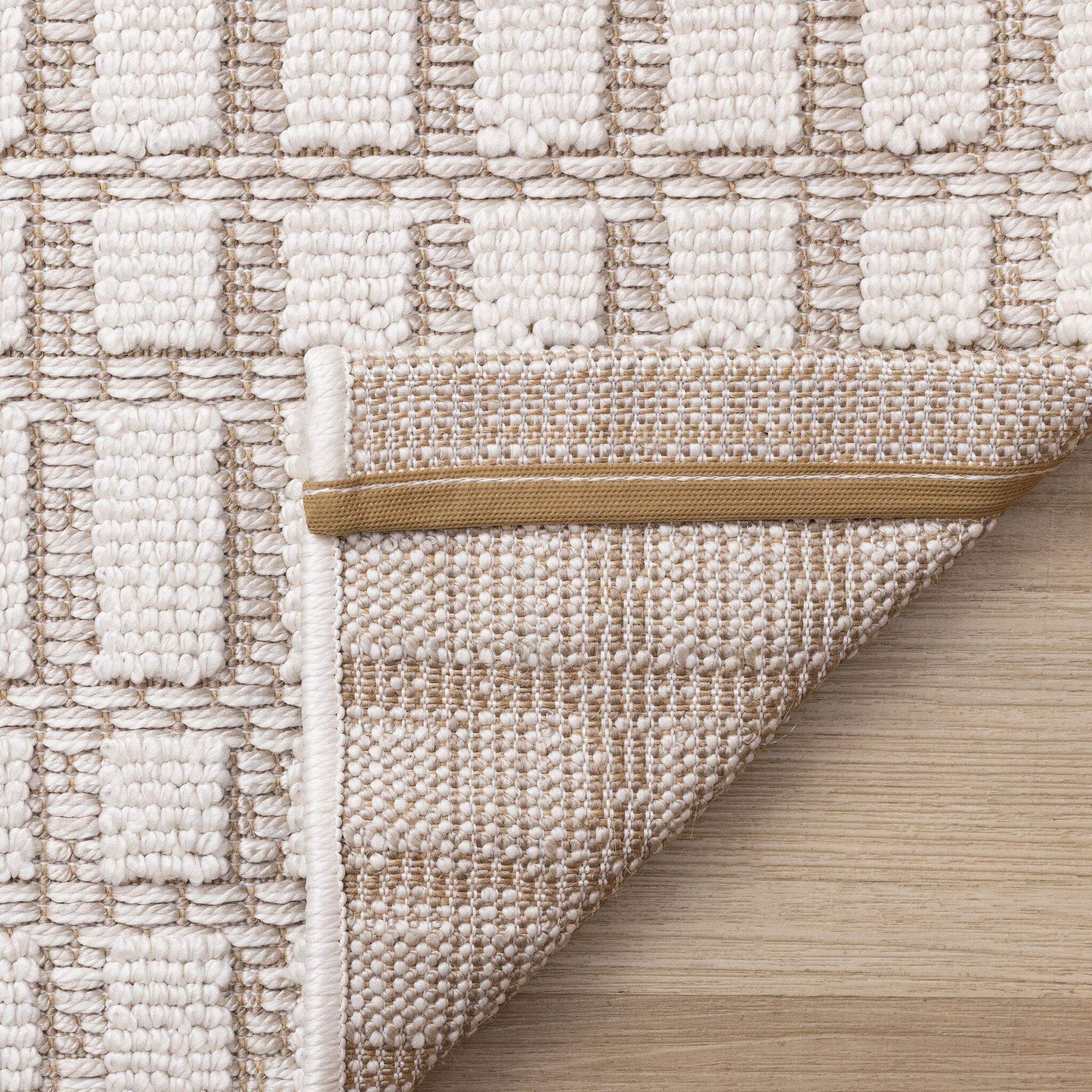 Woven Balance 6'7" x 9'6" Intricate Grid Design Area Rug - White, Taupe