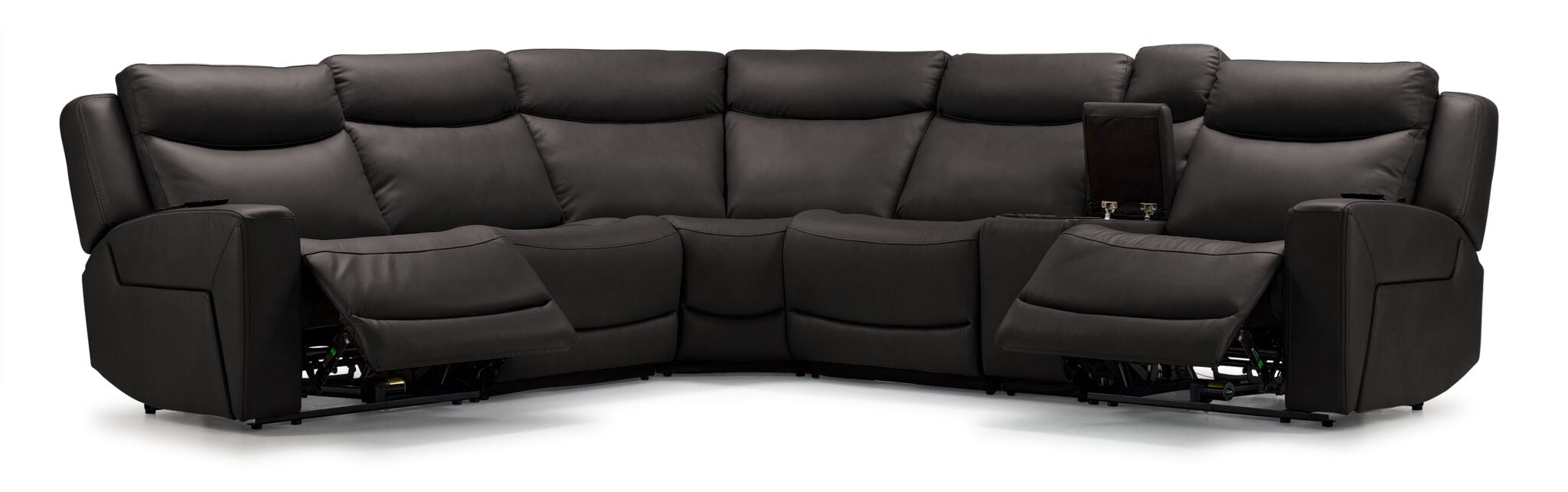 Jackson Leather 6-Piece Power Reclining Sectional with Heat and Massage - Charcoal