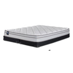 Sealy Essentials Kairo Medium Euro Top Queen mattress with split low profile boxspring, three-quarter view