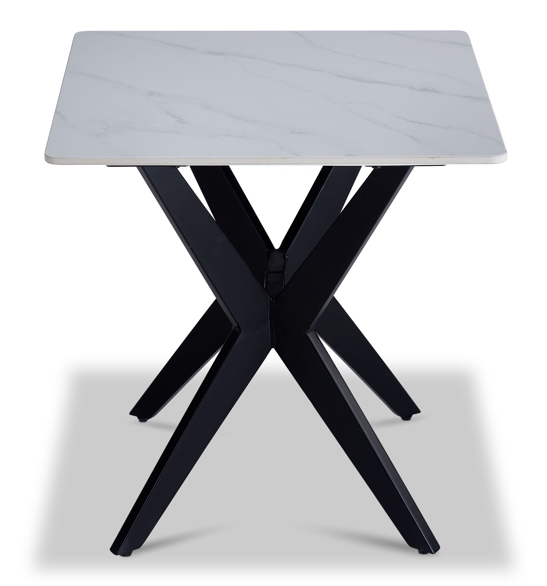Kalani 21.75" End Table - White Sintered Stone & Black Metal