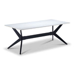 Kalani 47" Coffee Table - White Sintered Stone & Black Metal