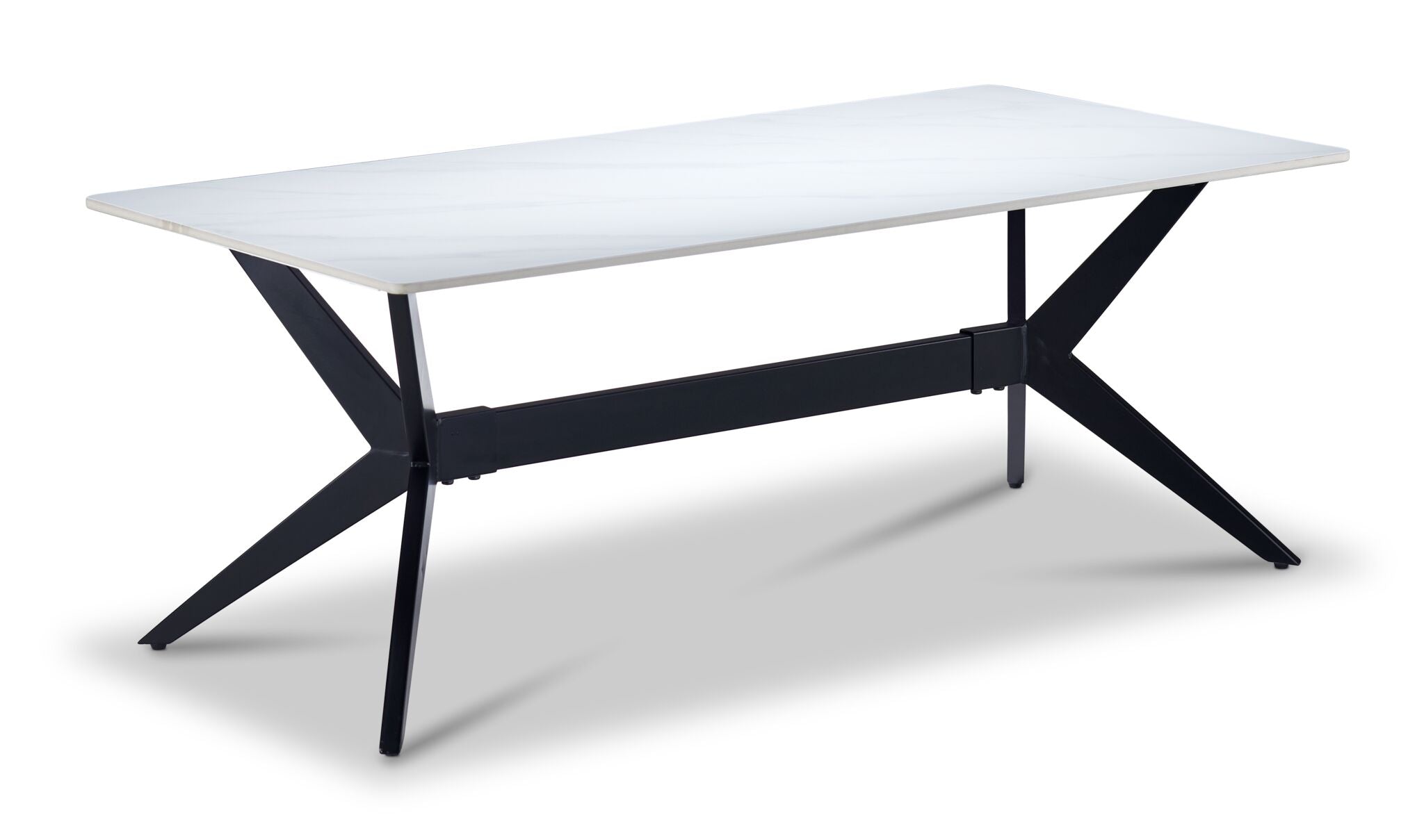 Kalani 47" Coffee Table - White Sintered Stone & Black Metal