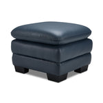 Kendrick Leather Ottoman - Blue
