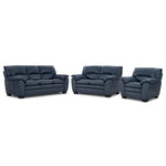 Kendrick Leather Sofa, Loveseat and Chair Set - Blue