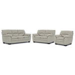 Kendrick Leather Sofa, Loveseat and Chair Set - Silver Grey