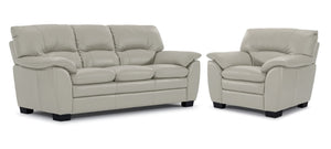 Kendrick Ens. Sofa et fauteuil en cuir - gris argent