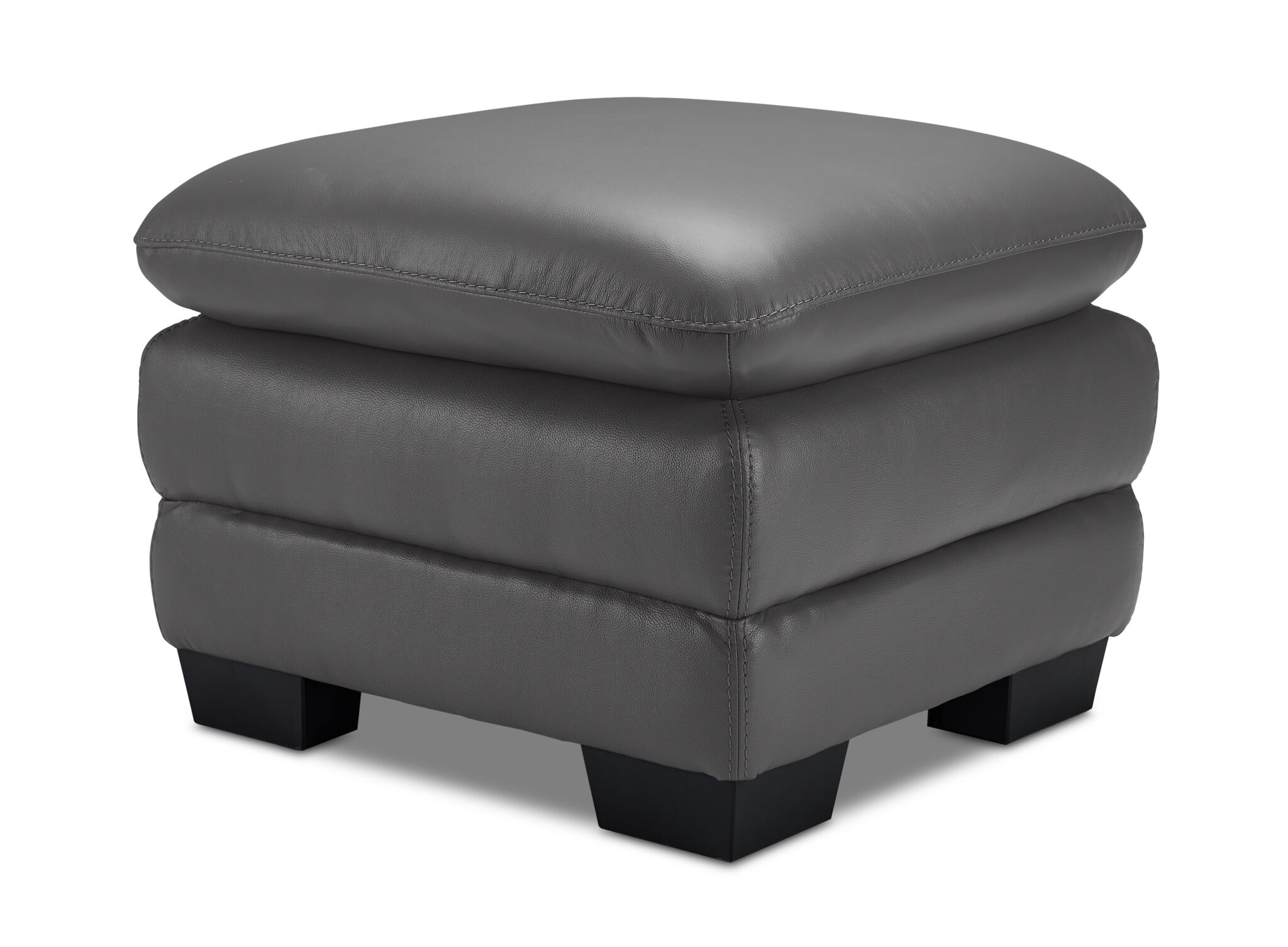 Kendrick Leather Ottoman - Grey