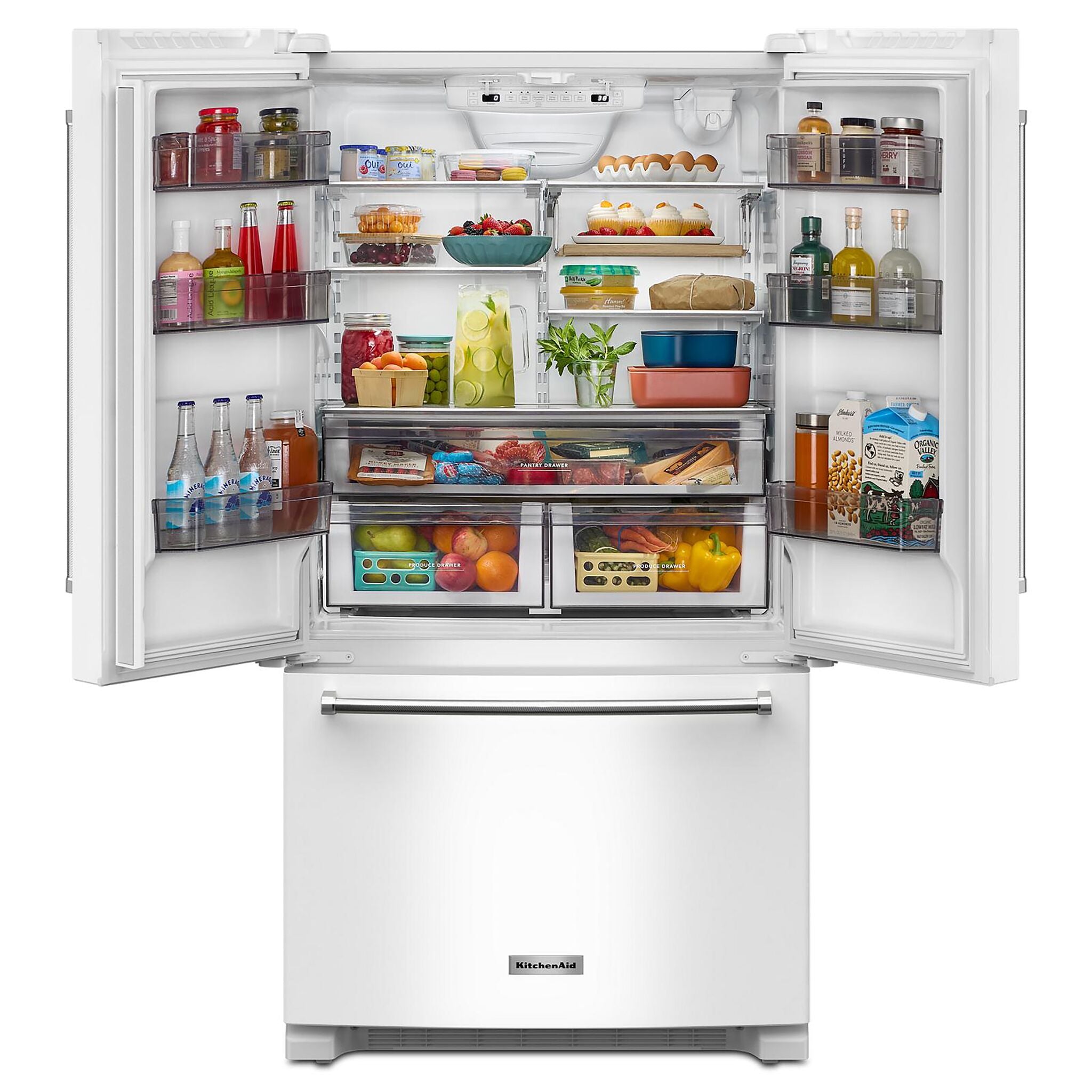 KitchenAid 35.75" 20 Cu. Ft. White Counter-Depth French Door Refrigerator - KRFC136RWH