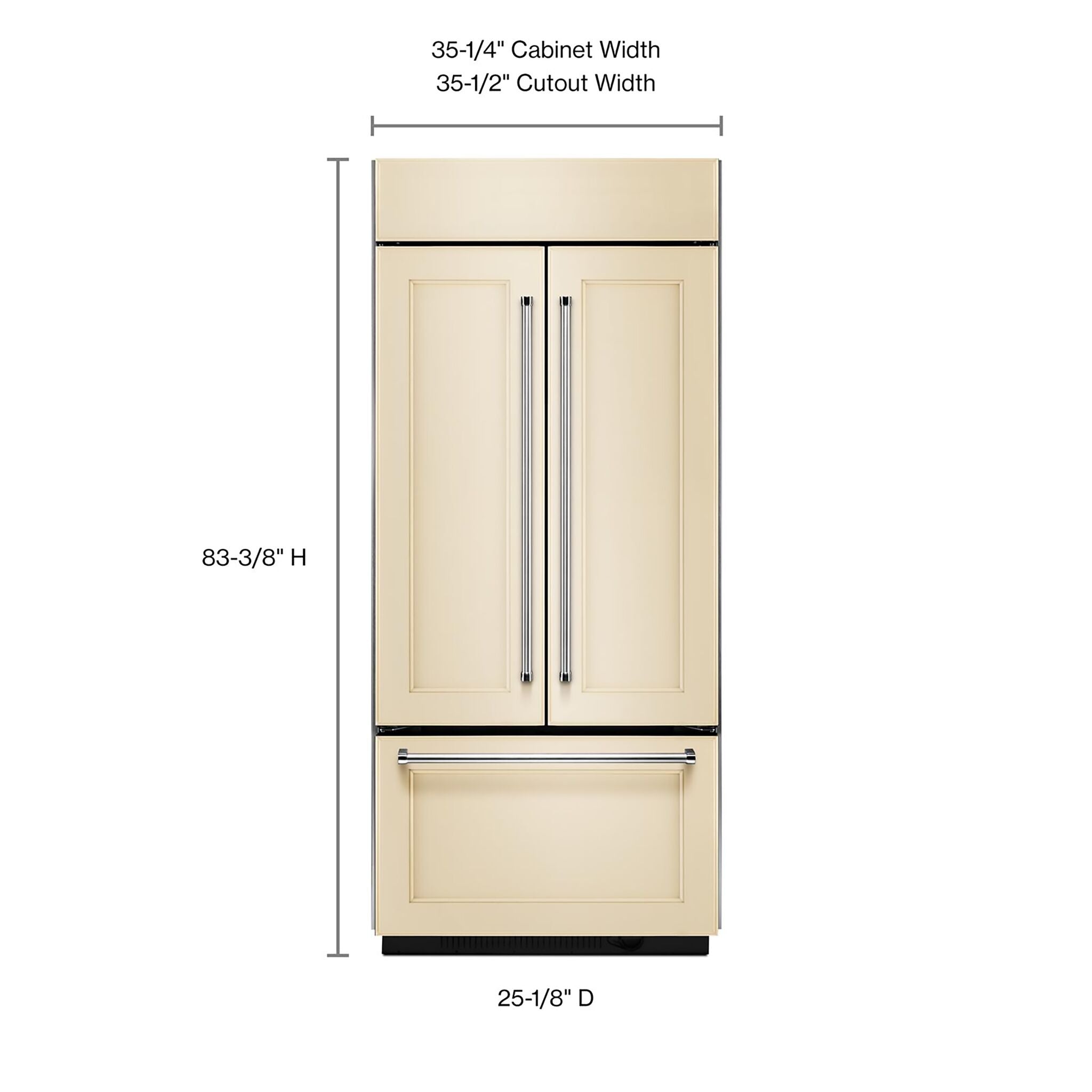 KitchenAid 36.5" 20.8 Cu. Ft. Custom Panel-Ready French Door Refrigerator - KBFN506EPA