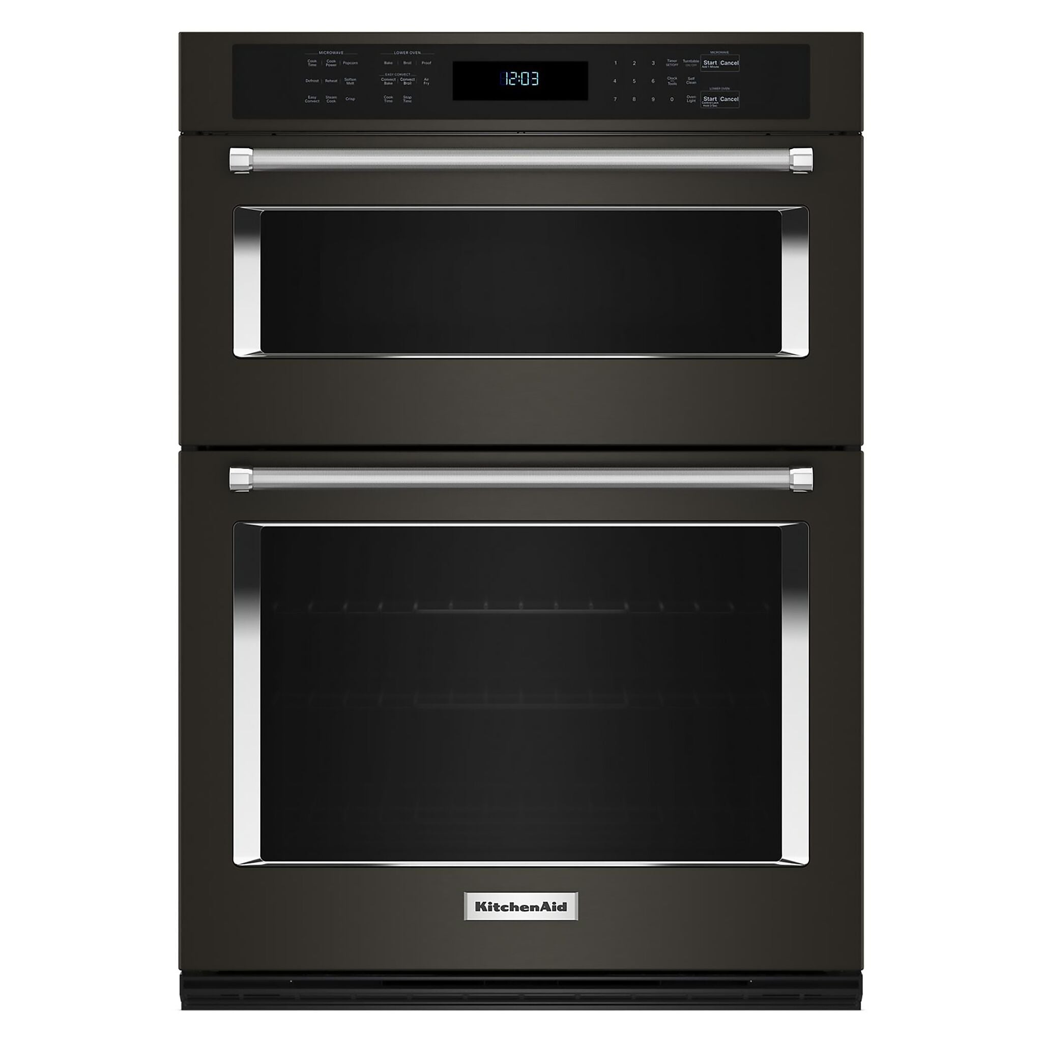KitchenAid PrintShield™ Finish Black Stainless Steel 27" Combination Wall Oven (5.7 Cu.Ft.) - KOEC527PBS