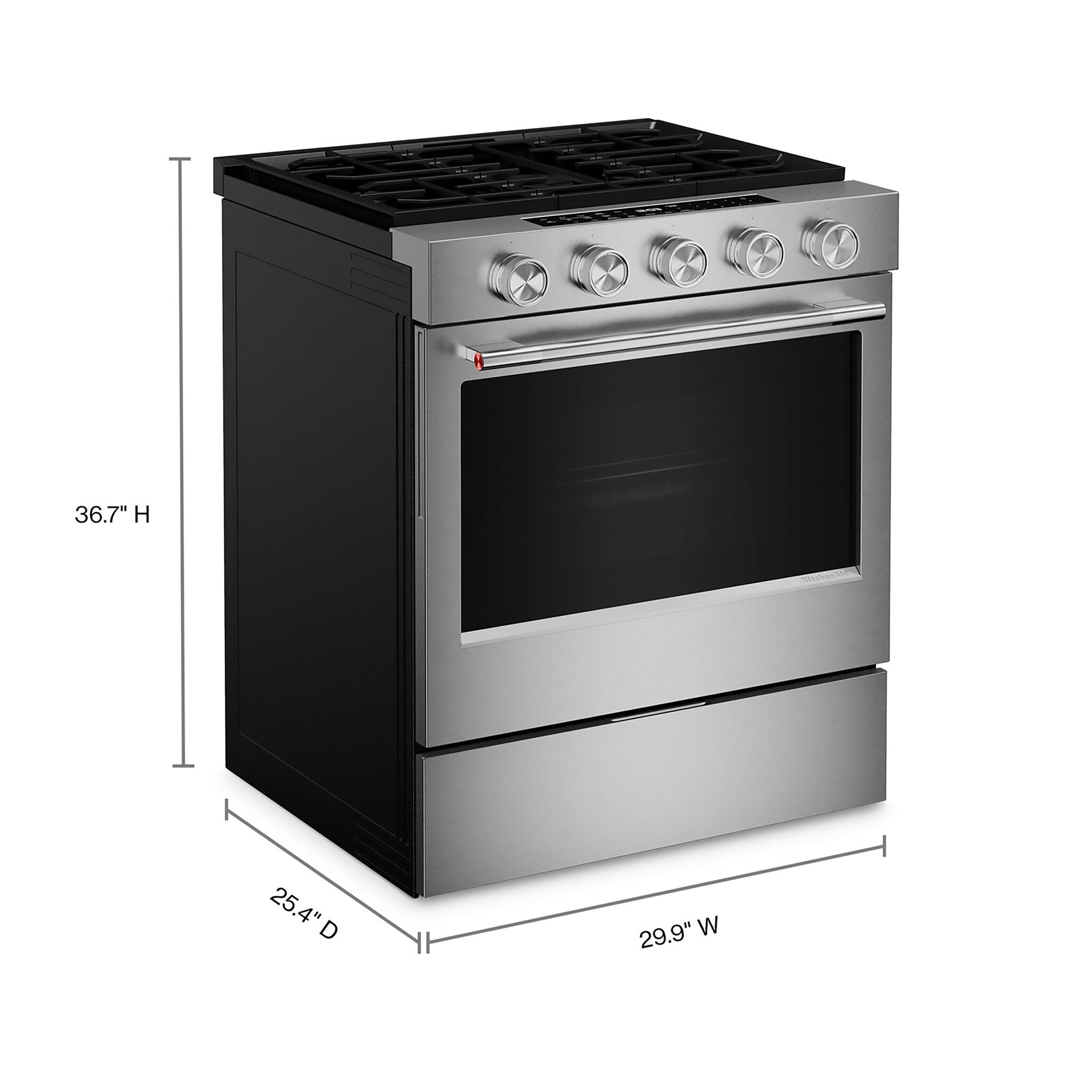 KitchenAid Fingerprint Resistant Stainless Steel Slide-In Gas Convection Range (5 cu.ft.) - KSGS330SPS