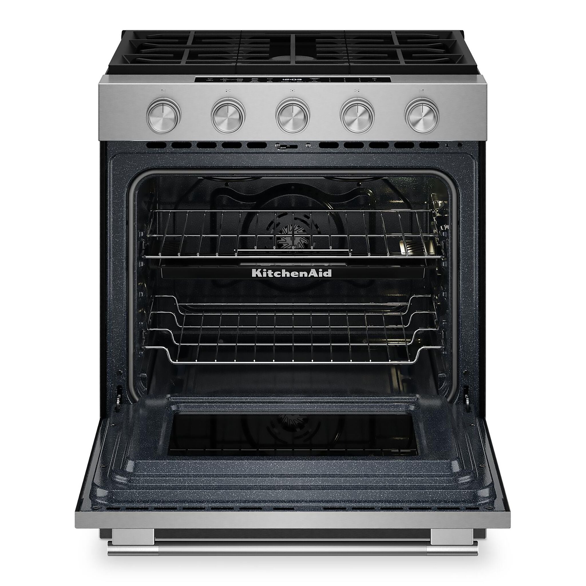 KitchenAid Fingerprint Resistant Stainless Steel Slide-In Gas Convection Range (5 cu.ft.) - KSGS530SPS