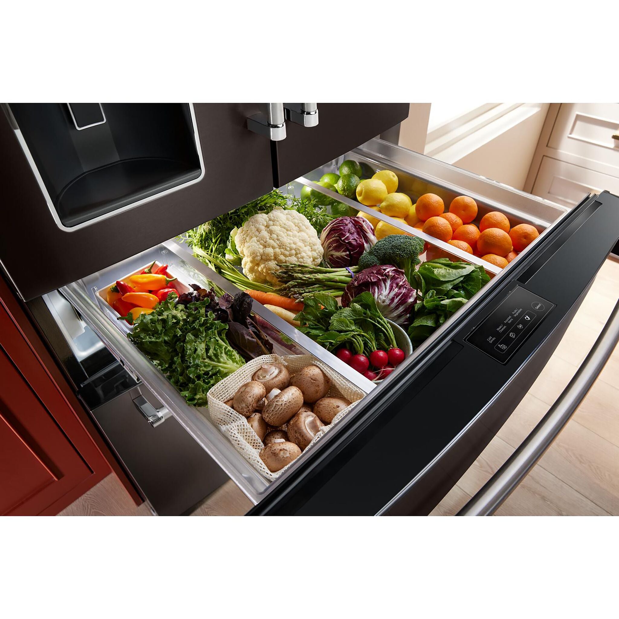 KitchenAid 35.75" 26.2 Cu. Ft. Black Stainless French Door Refrigerator - KRMF536RBS