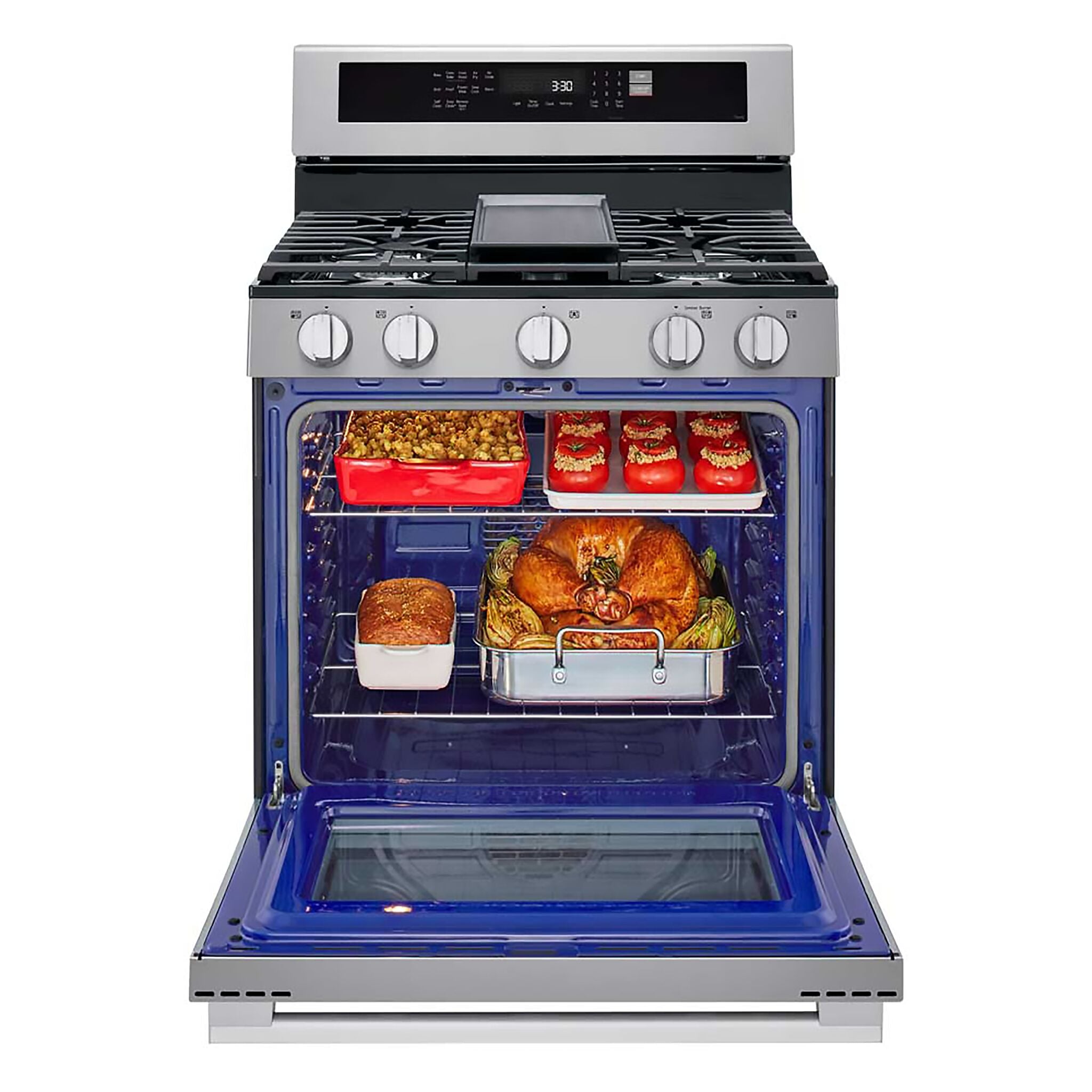 LG Smudge Resistant Stainless Steel Smart Gas Freestanding Range with Air Fry (6.3 Cu.Ft) - LRGN6325X