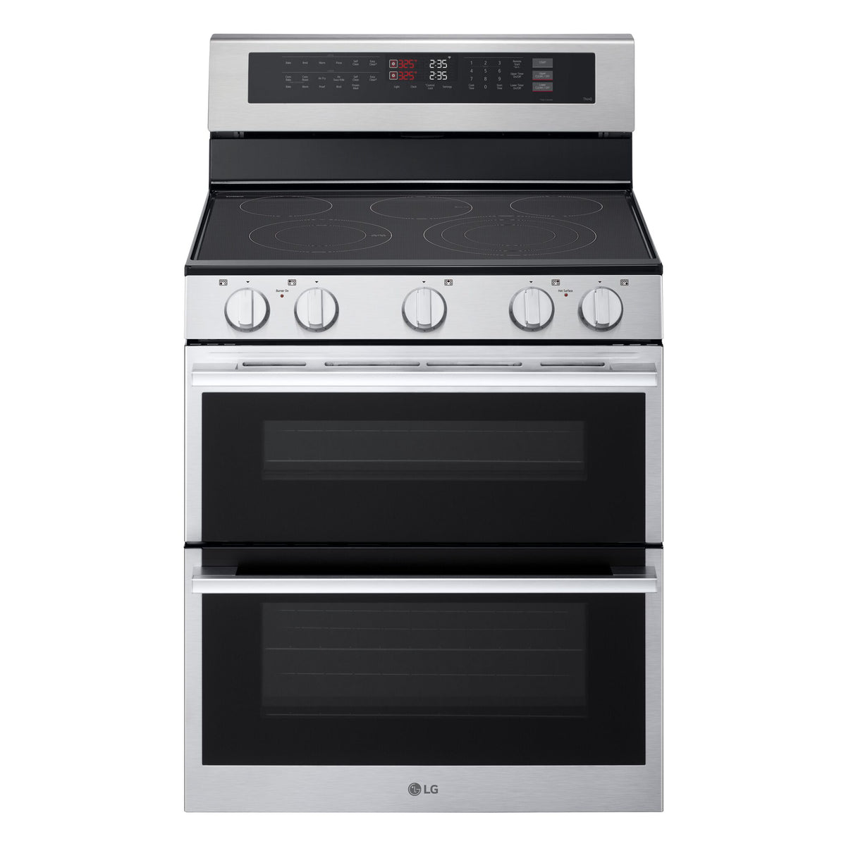 LG 30-inch Smart Electric Freestanding Double Oven Range in Stainless Steel front view