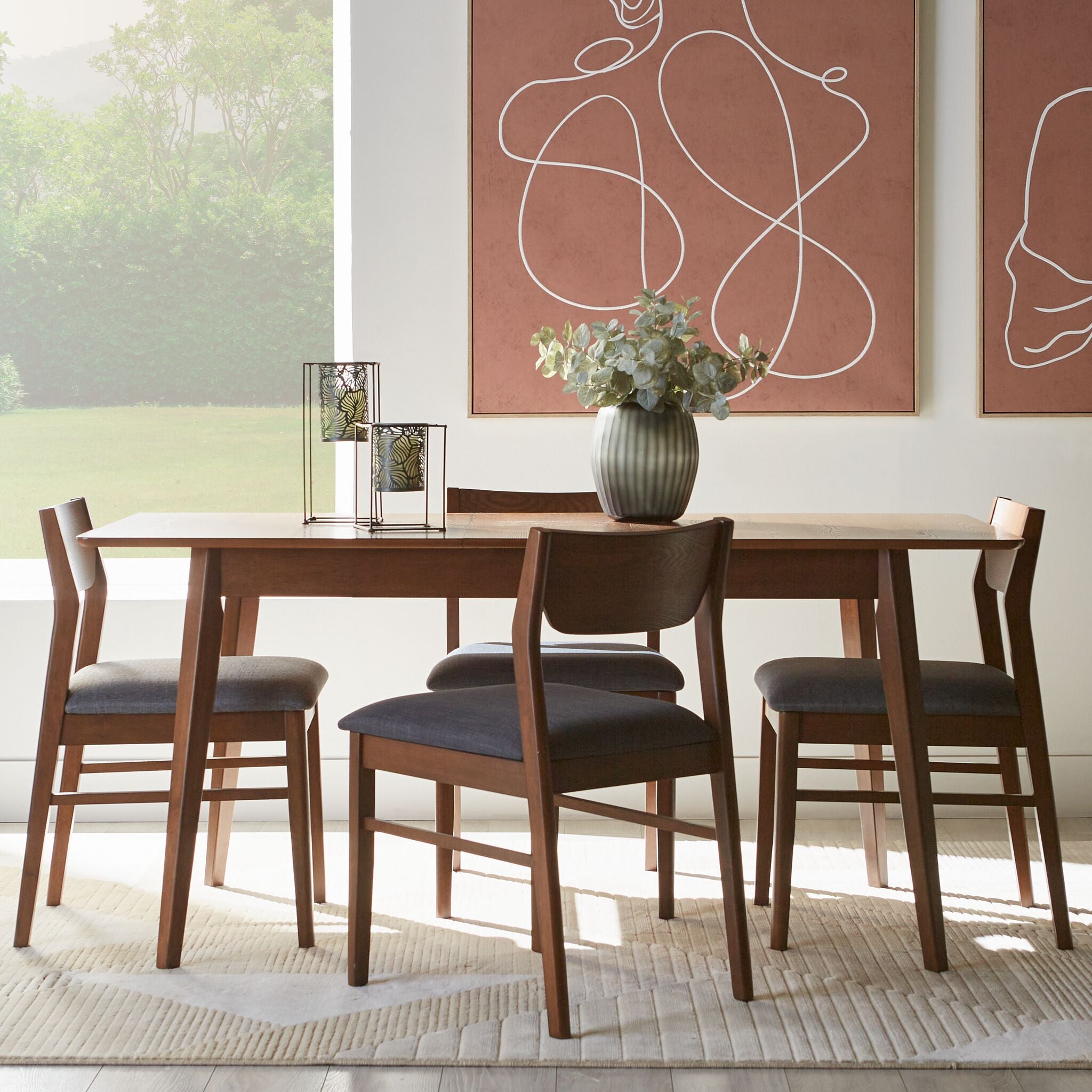 Lenard 5-Piece Extendable Dining Set - Walnut
