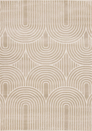 Sculpted Dunes Tapis (7,10 pi X 10,6 pi) rayures géométriques – crème, beige