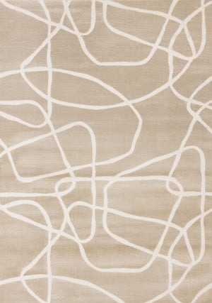 Soft Currents Tapis (5,3 pi X 7,7 pi) design lignes organiques – beige, crème