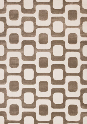 Vintage Vibes Tapis (7,10 pi X 10,6 pi) moderne milieu du siècle – brun, crème
