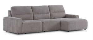 Levine Sofa-lit escamotable électrique avec fauteuil allongé à droite - taupe