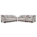Lucerne grey sofa, loveseat and chair set with track arms, solid wood legs and contemporary style