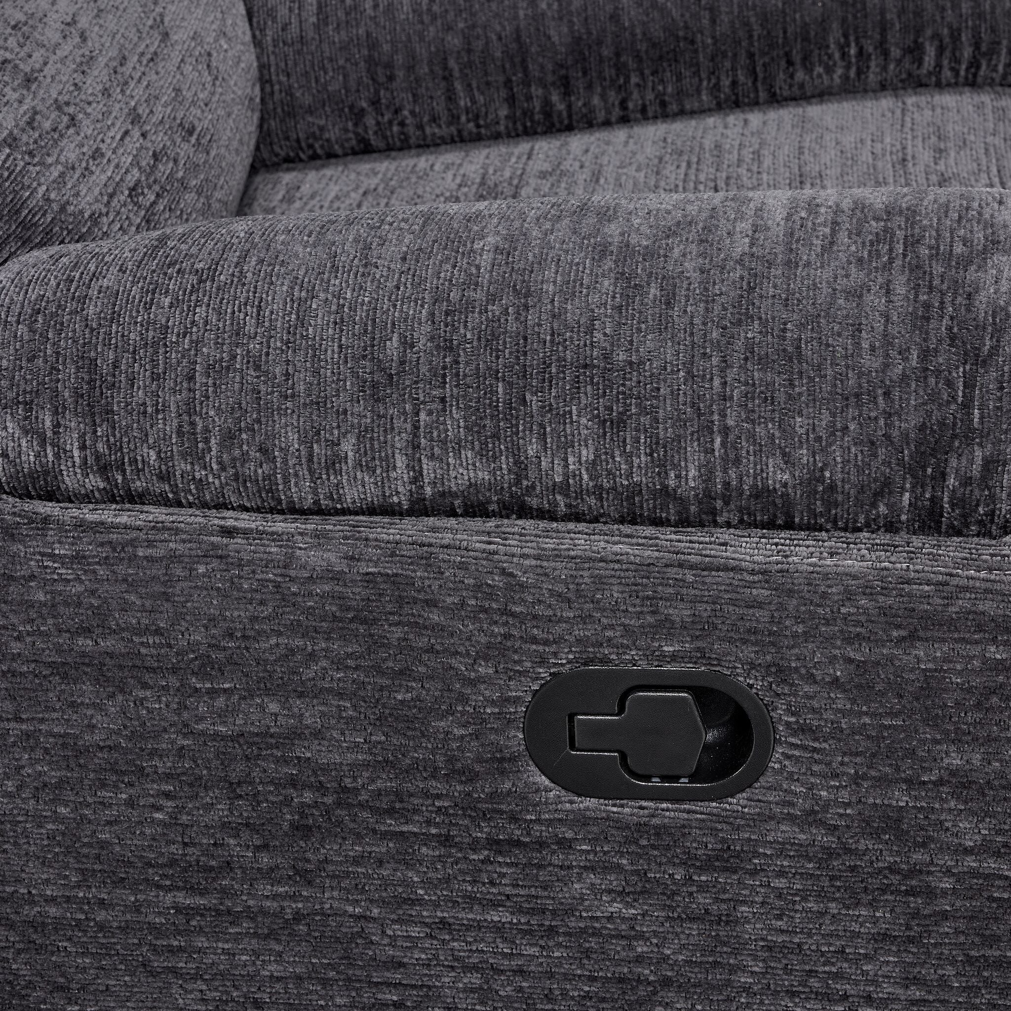 Lucie Reclining Sofa, Loveseat and Recliner Set- Charcoal