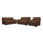 Maddox Leather Sofa, Loveseat and Chair Set - Cognac