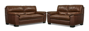 Maddox Ens. Sofa et causeuse en cuir - cognac