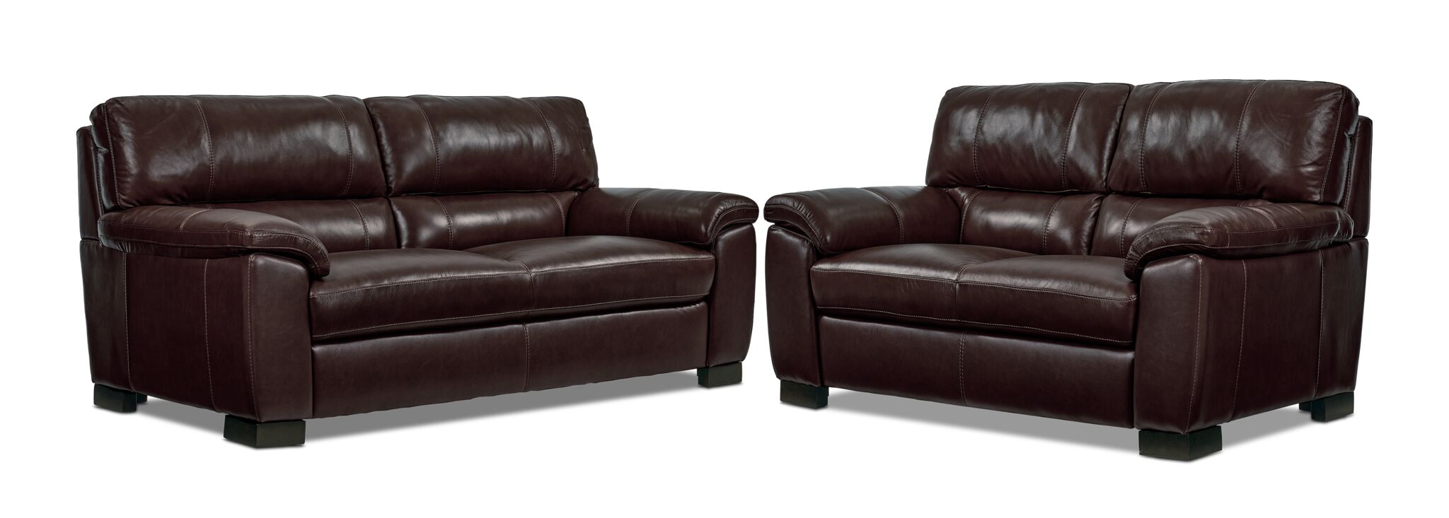 Maddox Leather Sofa and Loveseat Set - Dark Brown